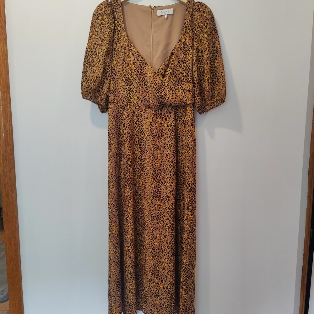 WAYF Animal Print Midi Dress
